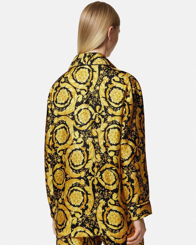 Women Versace Barocco Print Silk Pajama Shirt 6D2D061027 Print Underwear & Beachwear