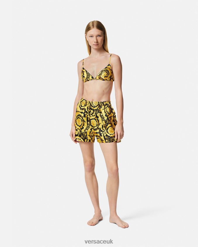 Women Versace Barocco Print Silk Pajama Shorts 6D2D061030 Print Underwear & Beachwear