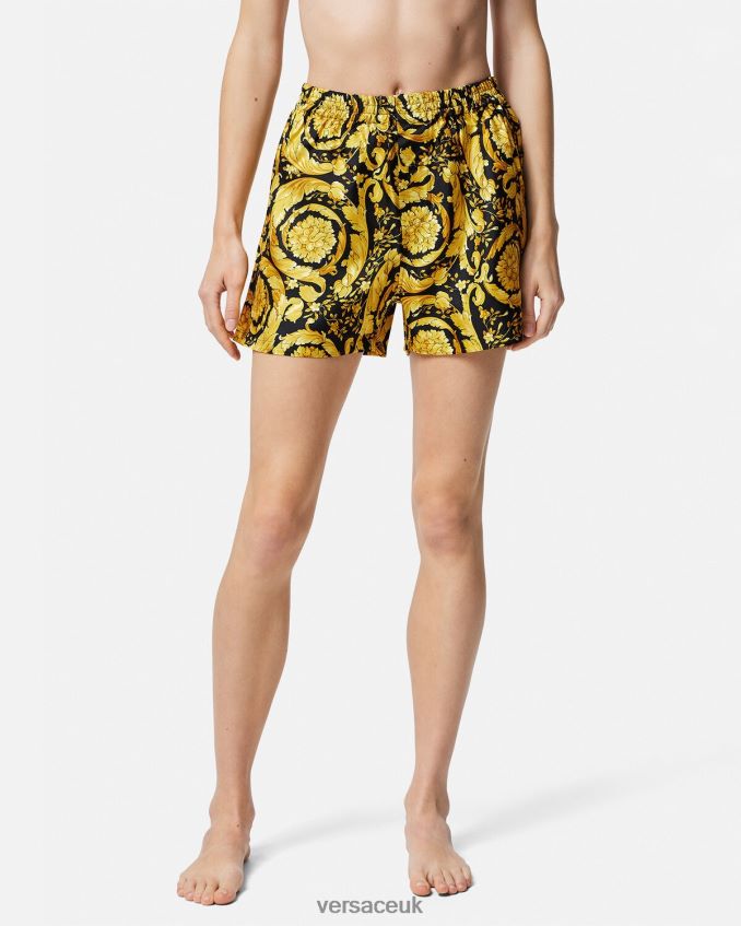 Women Versace Barocco Print Silk Pajama Shorts 6D2D061030 Print Underwear & Beachwear
