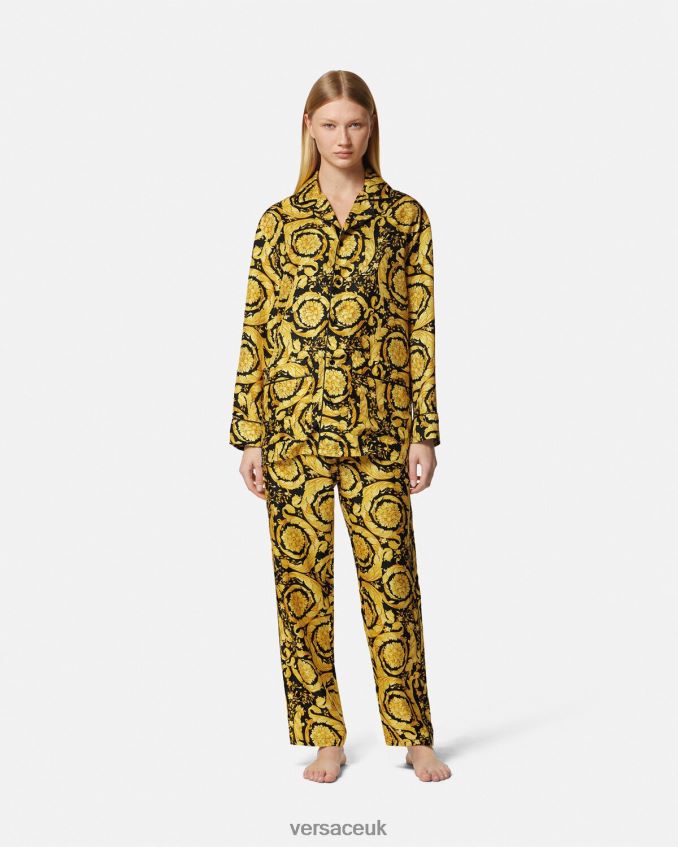 Women Versace Barocco Print Silk Pyjama Bottoms 6D2D061026 Print Underwear & Beachwear