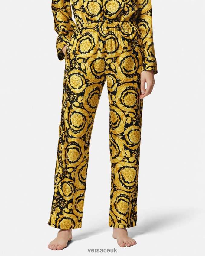 Women Versace Barocco Print Silk Pyjama Bottoms 6D2D061026 Print Underwear & Beachwear