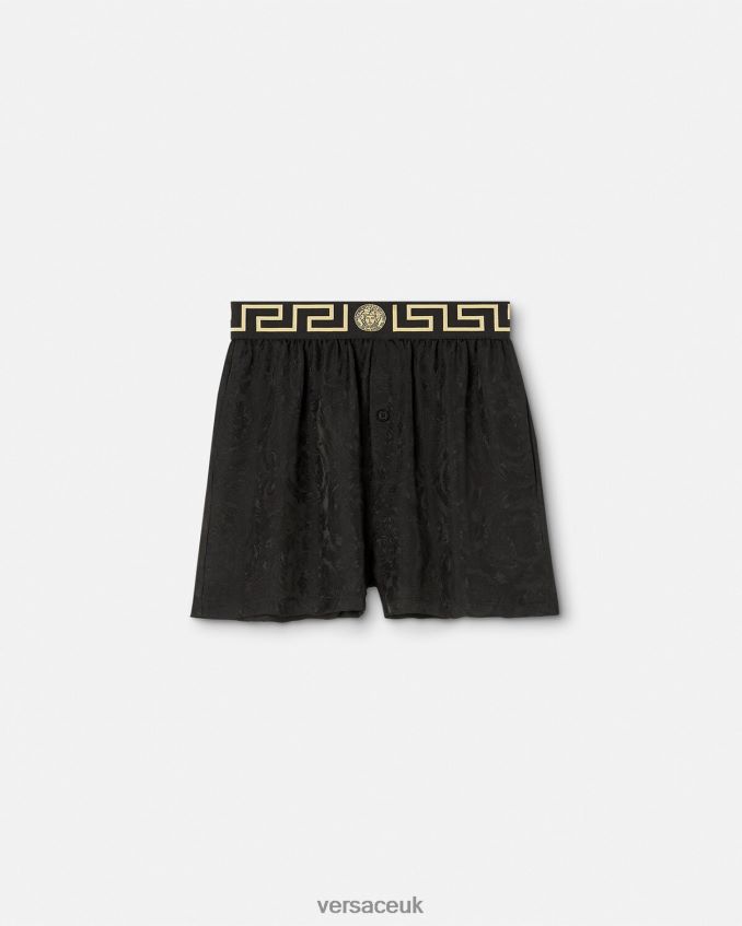 Women Versace Greca Border Barocco Pyjama Shorts 6D2D061025 Black & Gray Underwear & Beachwear