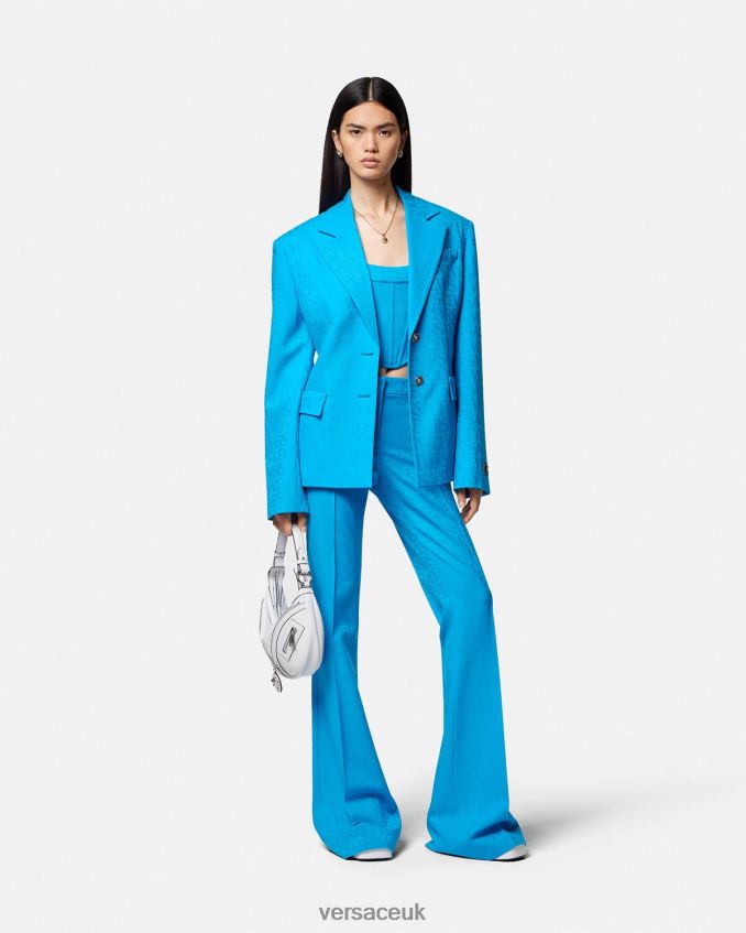 Women Versace Allover Jacquard Formal Pants 6D2D06121 Blue Clothing