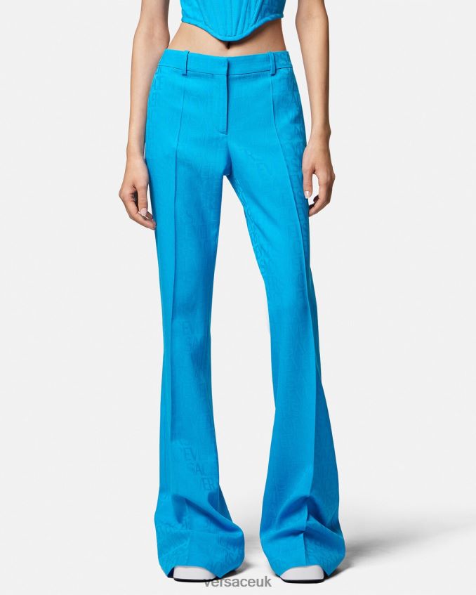 Women Versace Allover Jacquard Formal Pants 6D2D06121 Blue Clothing