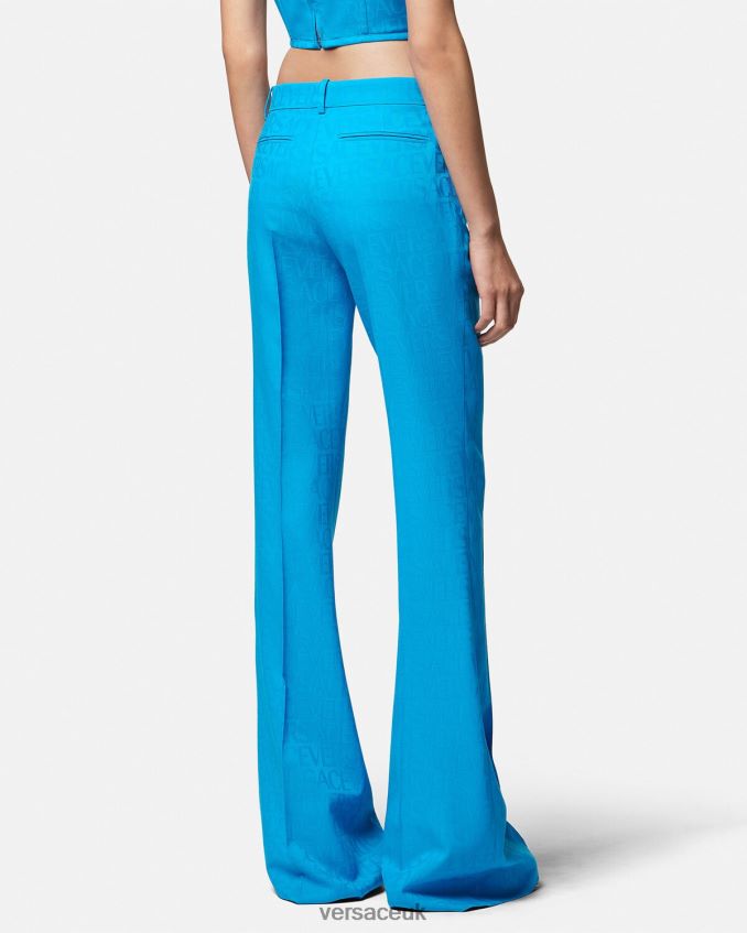 Women Versace Allover Jacquard Formal Pants 6D2D06121 Blue Clothing