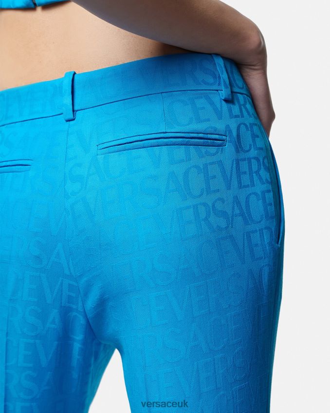 Women Versace Allover Jacquard Formal Pants 6D2D06121 Blue Clothing