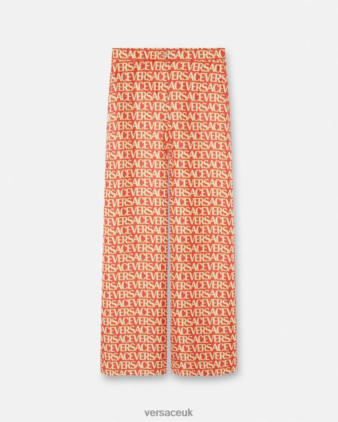 Women Versace Allover Silk Pants 6D2D06192 Print Clothing