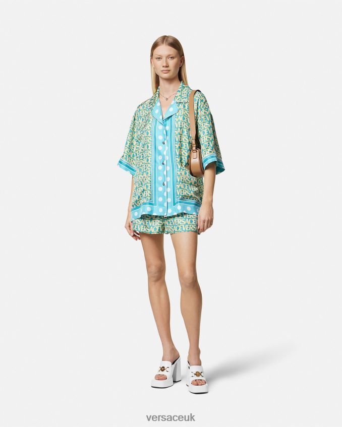 Women Versace Allover Silk Shorts 6D2D06191 Print Clothing