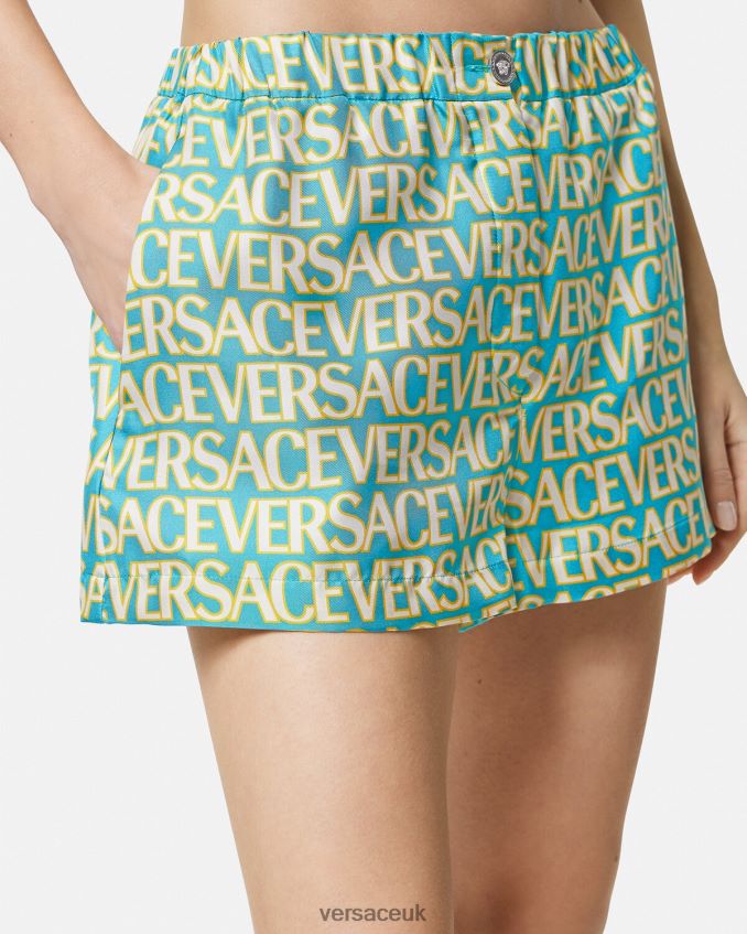 Women Versace Allover Silk Shorts 6D2D06191 Print Clothing