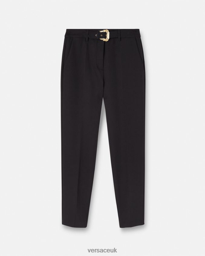Women Versace Baroque Buckle Pants 6D2D062150 Black Clothing