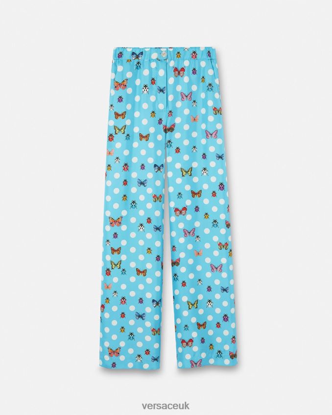 Women Versace Butterflies Silk Pants 6D2D06196 Print Clothing
