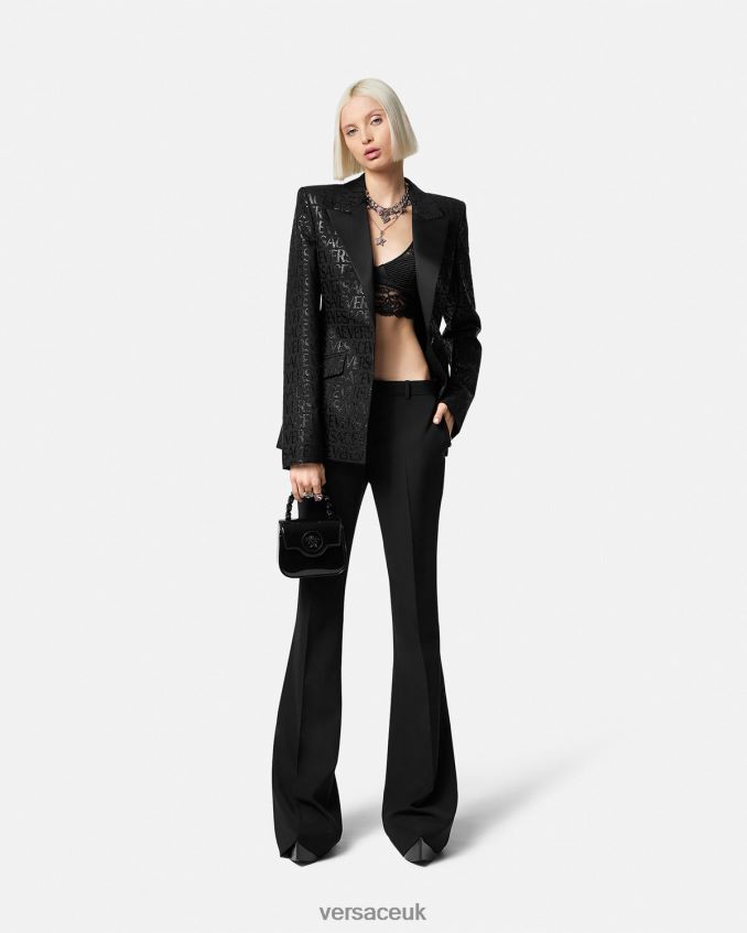 Women Versace Flared Formal Pants 6D2D06205 Black Clothing