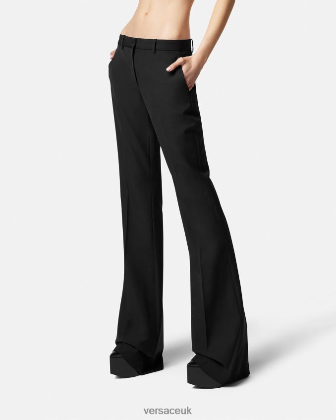 Women Versace Flared Formal Pants 6D2D06205 Black Clothing