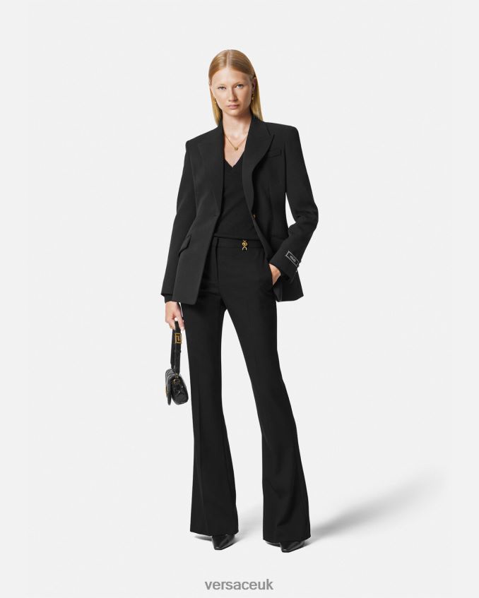Women Versace Flared Tailored Trousers 6D2D06119 Black Clothing