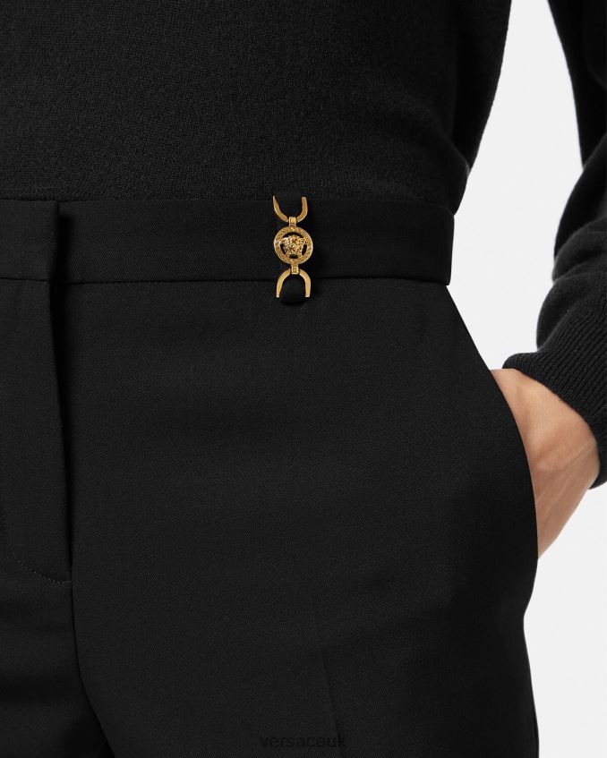 Women Versace Flared Tailored Trousers 6D2D06119 Black Clothing