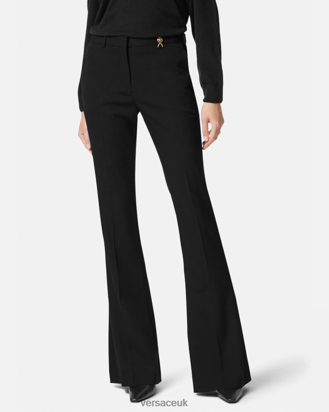Women Versace Flared Tailored Trousers 6D2D06119 Black Clothing
