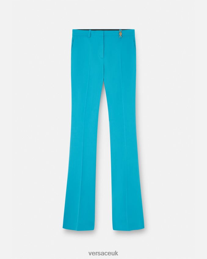 Women Versace Flared Tailored Trousers 6D2D06124 Light Blue Clothing