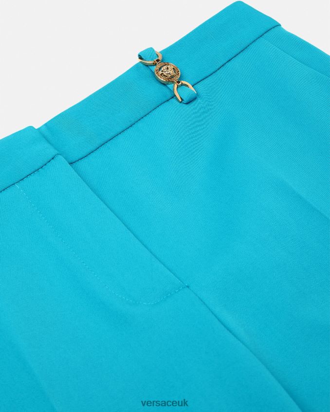 Women Versace Flared Tailored Trousers 6D2D06124 Light Blue Clothing