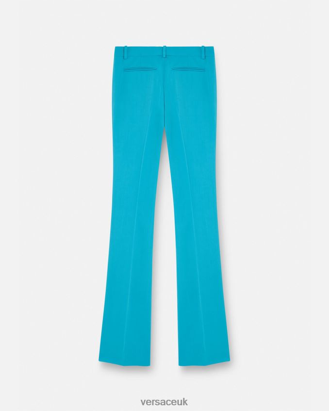 Women Versace Flared Tailored Trousers 6D2D06124 Light Blue Clothing
