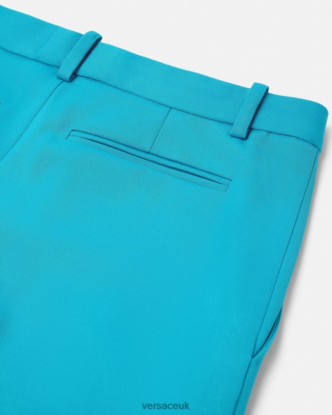 Women Versace Flared Tailored Trousers 6D2D06124 Light Blue Clothing