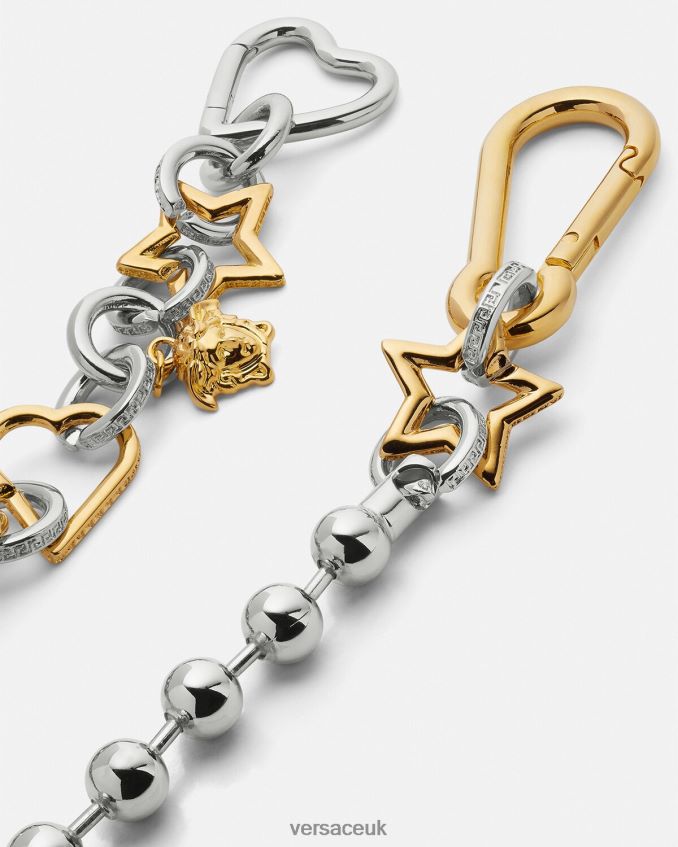 Women Versace Funky Chain Loop Belt 6D2D06218 Silver & Gold Clothing