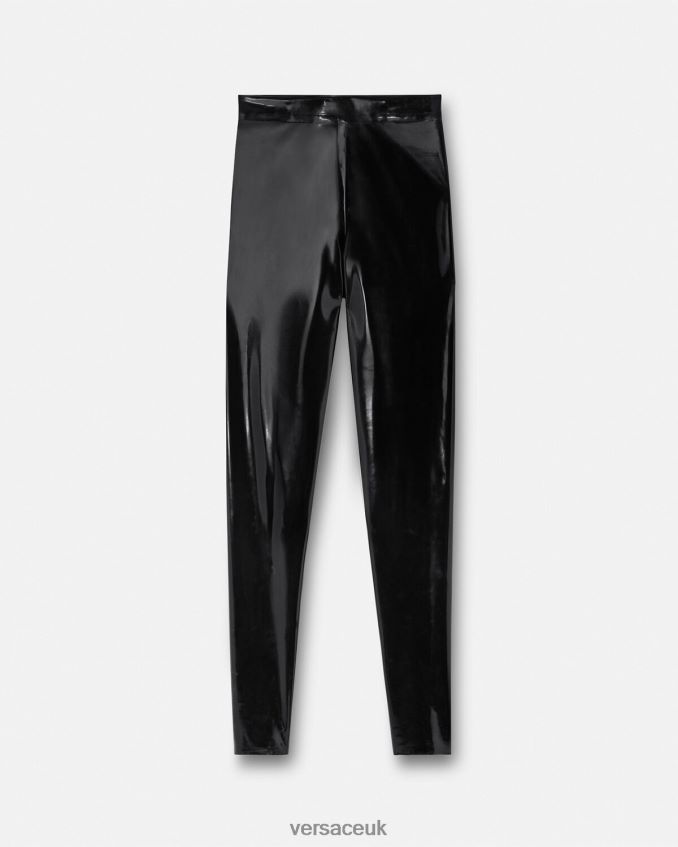Women Versace Latex Leggings 6D2D06203 Black Clothing