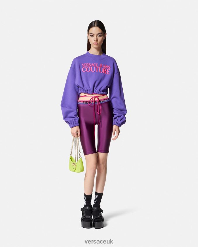 Women Versace Logo Bicycle Shorts 6D2D062242 Violet Clothing