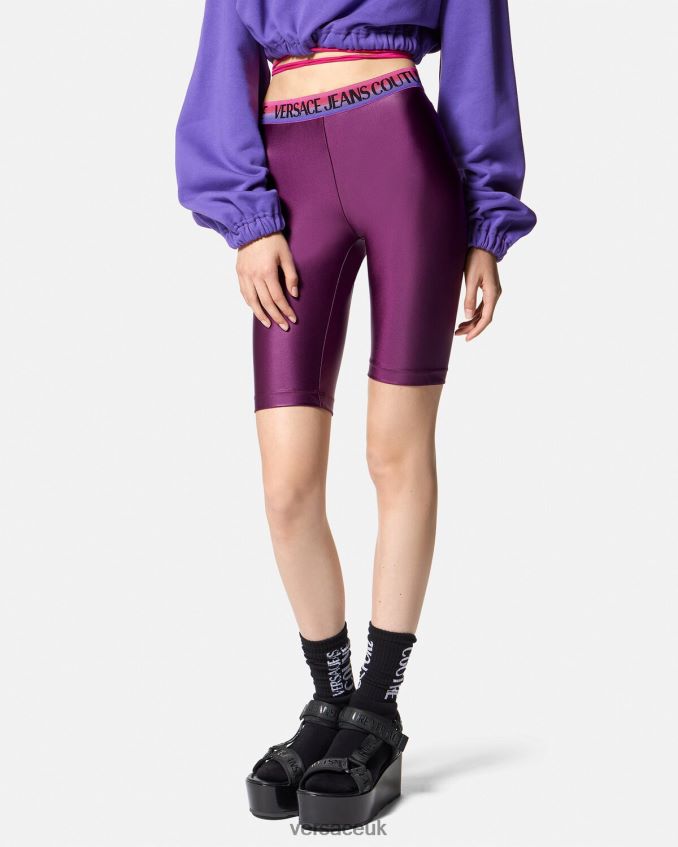 Women Versace Logo Bicycle Shorts 6D2D062242 Violet Clothing