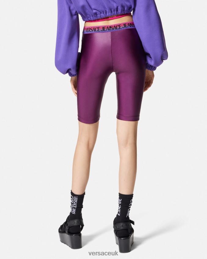 Women Versace Logo Bicycle Shorts 6D2D062242 Violet Clothing