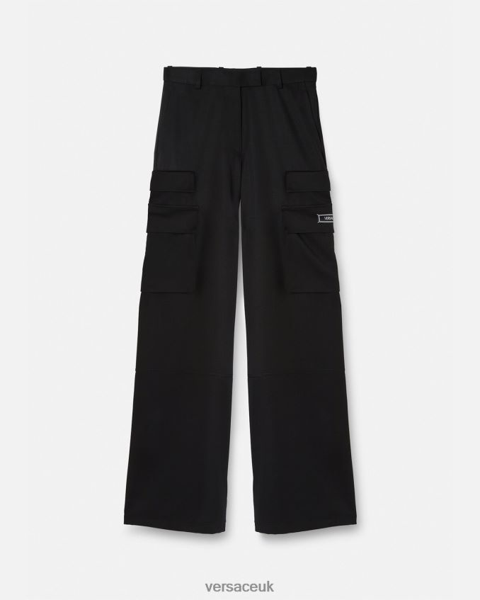 Women Versace Logo Cargo Pants 6D2D06201 Black Clothing