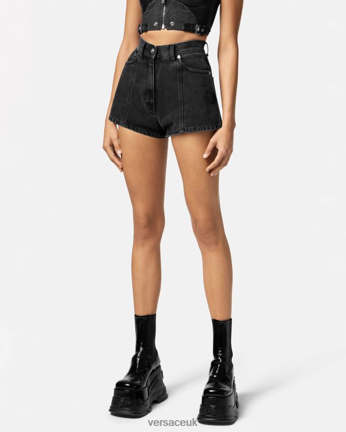 Women Versace Medusa Denim Shorts 6D2D06217 Black Clothing