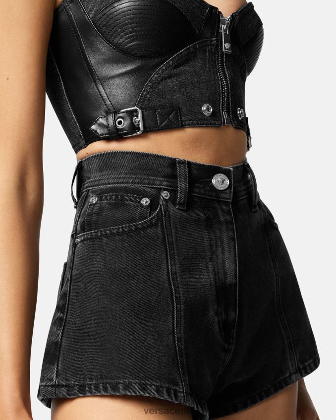 Women Versace Medusa Denim Shorts 6D2D06217 Black Clothing