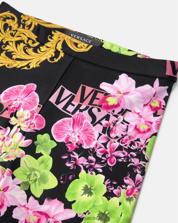 Women Versace Medusa Orchid Leggings 6D2D06221 Black & Print Clothing