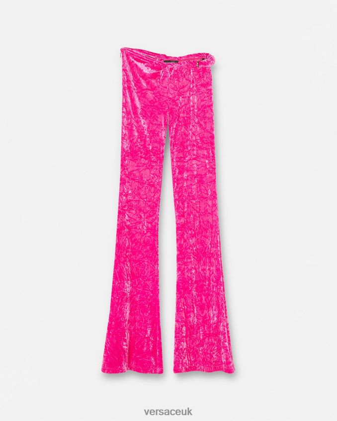Women Versace Rolled Flared Velvet Pants 6D2D06215 Fuchsia Clothing