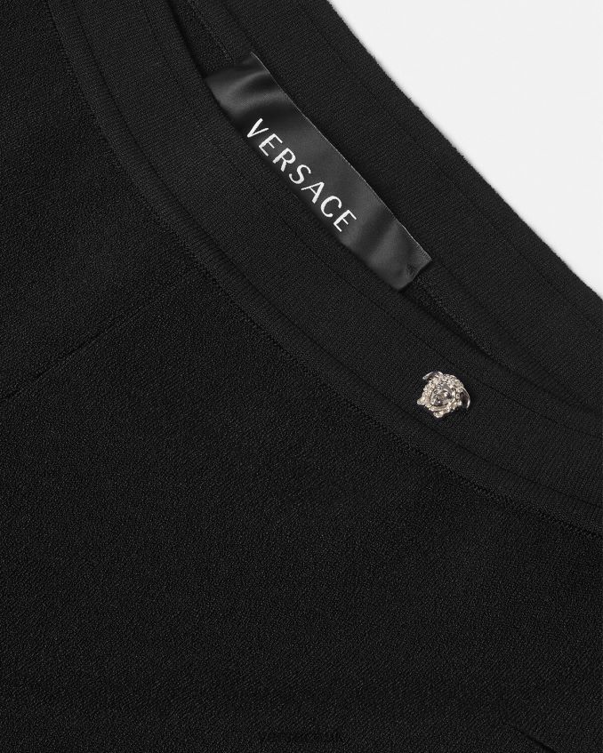 Women Versace Slashed Knit Flared Pants 6D2D06208 Black Clothing