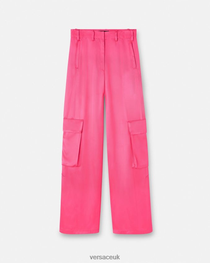Women Versace Wide Cargo Pants 6D2D06209 Pink Clothing