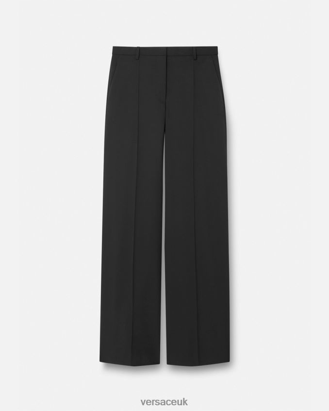 Women Versace Wide-Leg Pants 6D2D06202 Black Clothing