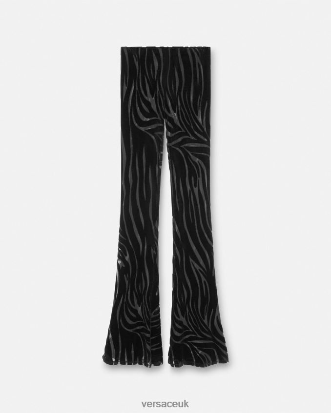Women Versace Zebra Velvet Pants 6D2D06222 Black Clothing