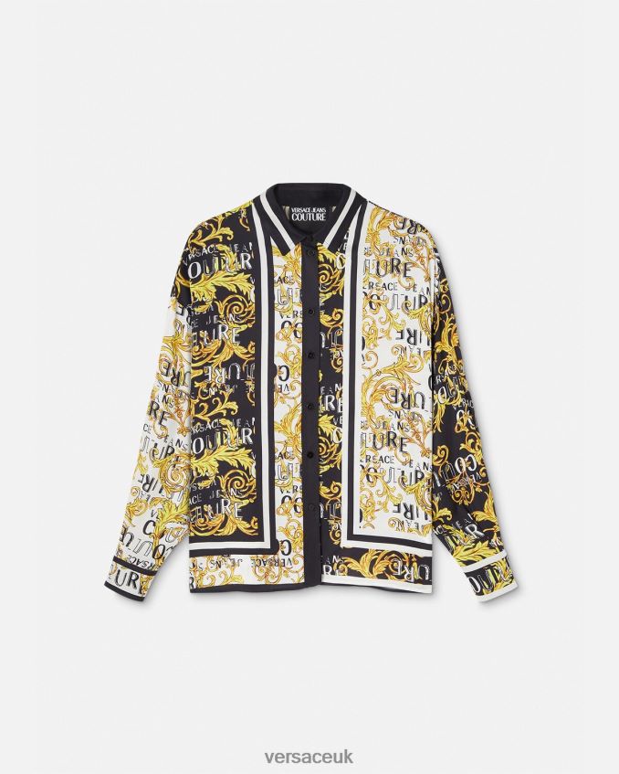 Women Versace Logo Couture Shirt 6D2D062202 Black & Gold Clothing