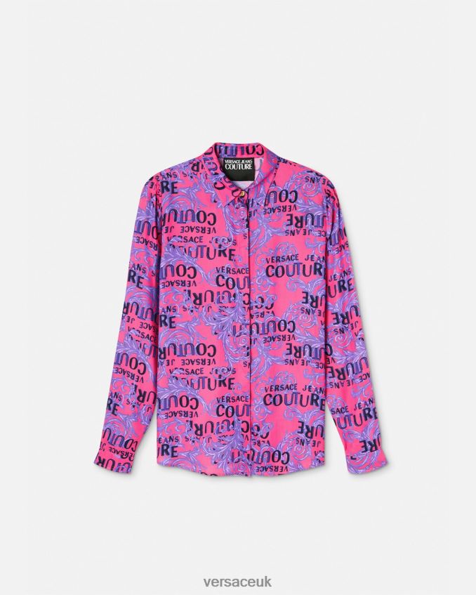 Women Versace Logo Couture Shirt 6D2D062203 Fuchsia Clothing