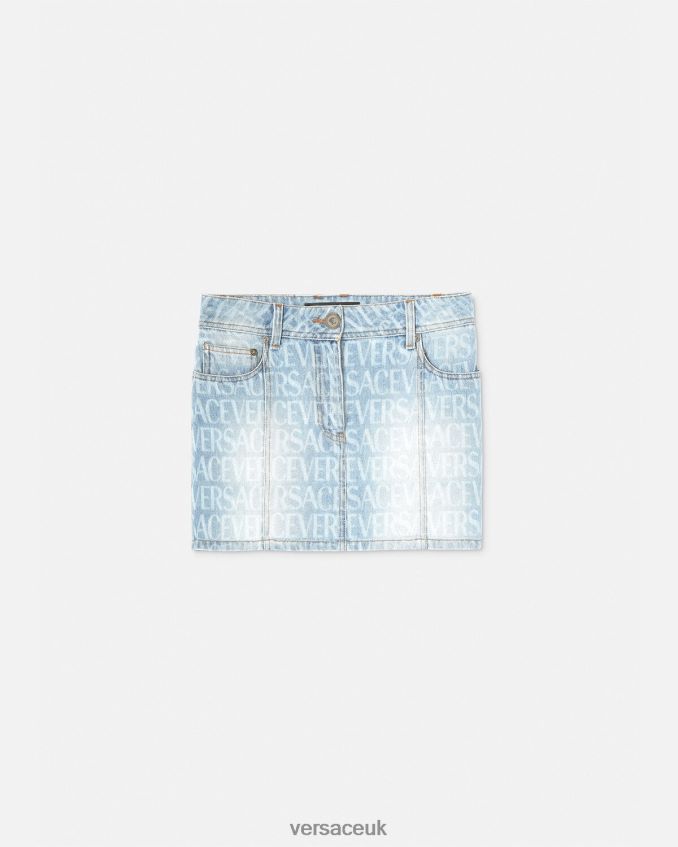 Women Versace Allover Denim Mini Skirt 6D2D06166 Blue Clothing