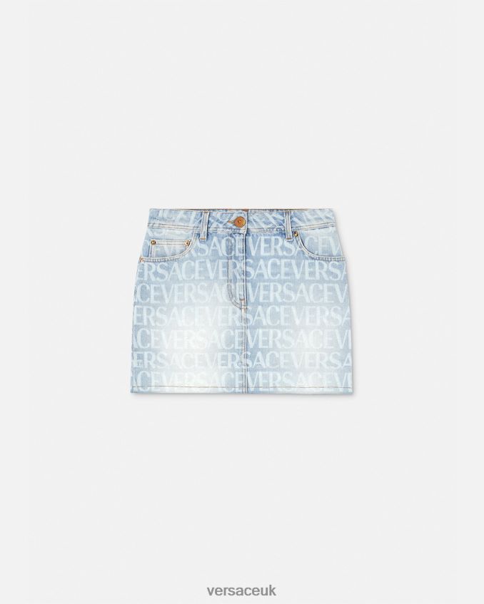 Women Versace Allover Denim Mini Skirt 6D2D06168 Blue Clothing