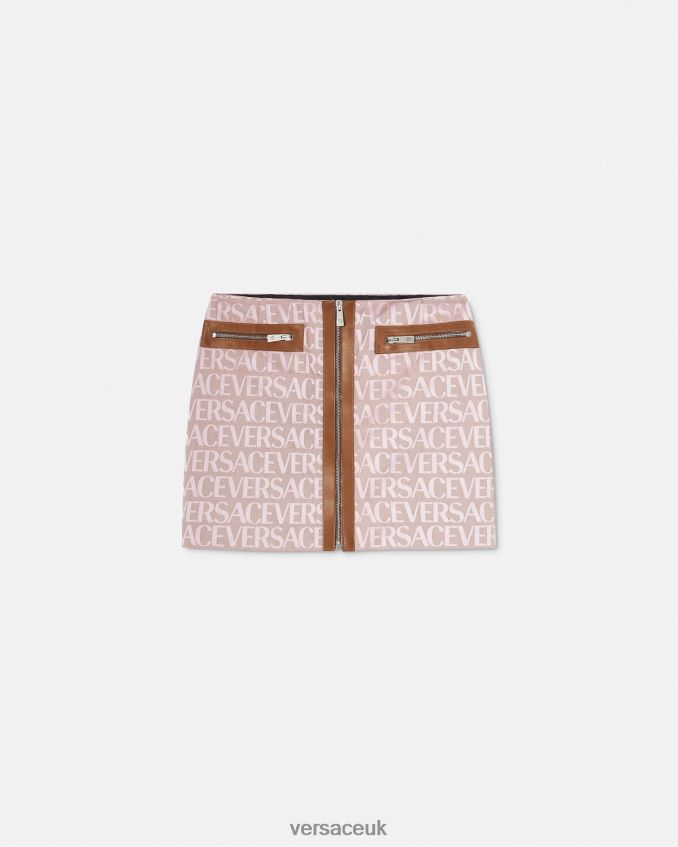 Women Versace Allover Mini Skirt 6D2D06165 Pink & Print Clothing
