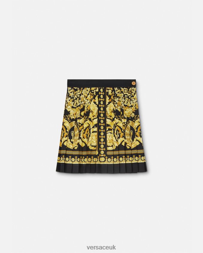 Women Versace Barocco Pleated Silk Skirt 6D2D06170 Print Clothing