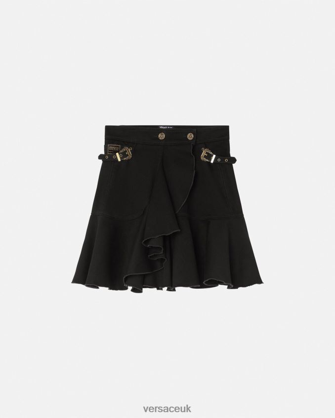 Women Versace Baroque Couture1 Denim Skirt 6D2D062253 Black Clothing