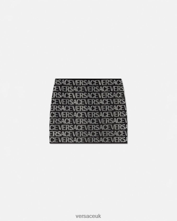 Women Versace Crystal Allover Mini Skirt 6D2D06177 Black Clothing