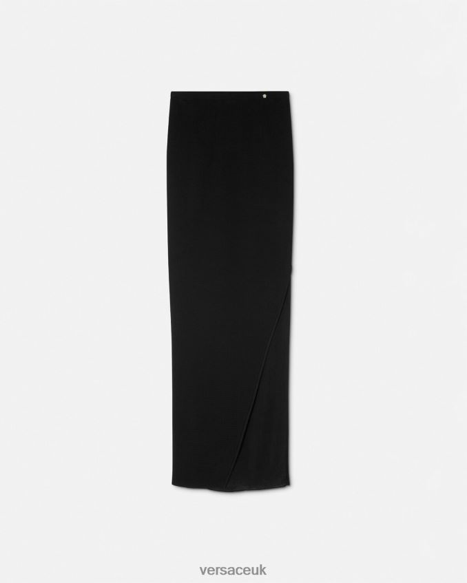 Women Versace Knit Long Skirt 6D2D06176 Black Clothing