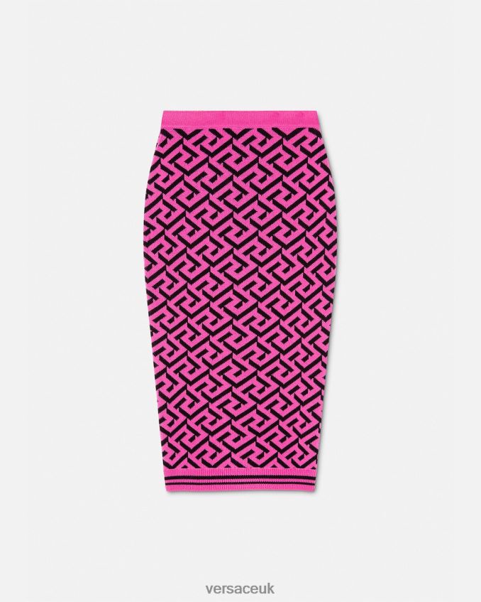 Women Versace La Greca Jacquard Midi Skirt 6D2D06180 Fuchsia Clothing