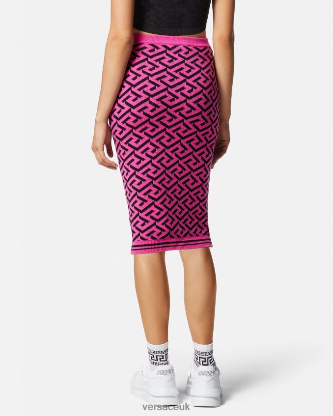 Women Versace La Greca Jacquard Midi Skirt 6D2D06180 Fuchsia Clothing