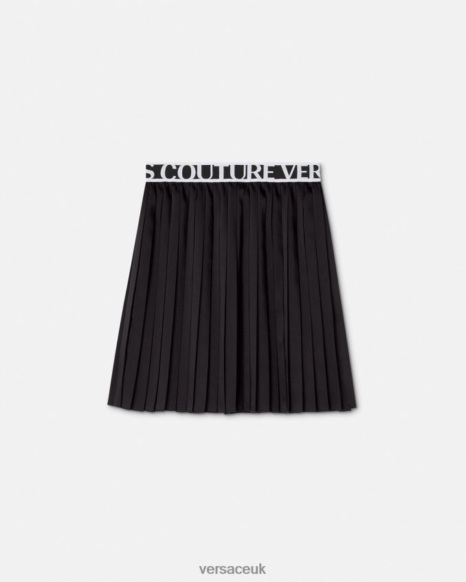 Women Versace Logo Pleated Skirt 6D2D062152 Black Clothing